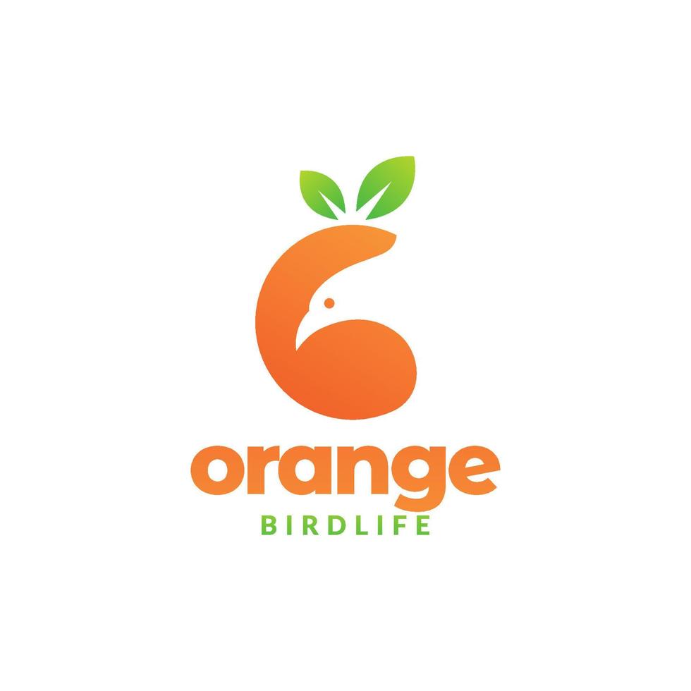 abstract orange fruit with bird logo design vector graphic symbol icon illustration creative idea