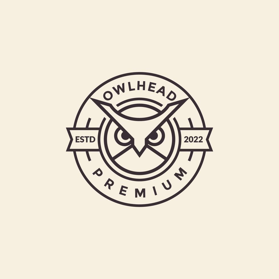 geometric head owl simple badge logo design vector graphic symbol icon illustration creative idea
