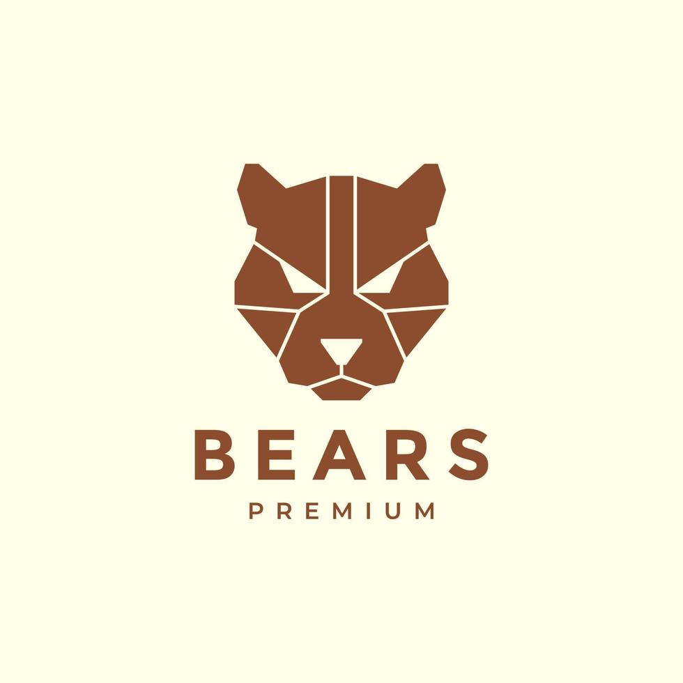 grizzly head bear polygon minimal logo design vector graphic symbol icon illustration creative idea