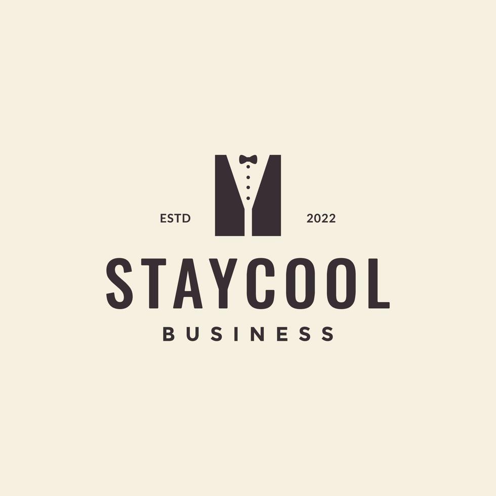 hipster simple suit waiter logo design vector graphic symbol icon illustration creative idea