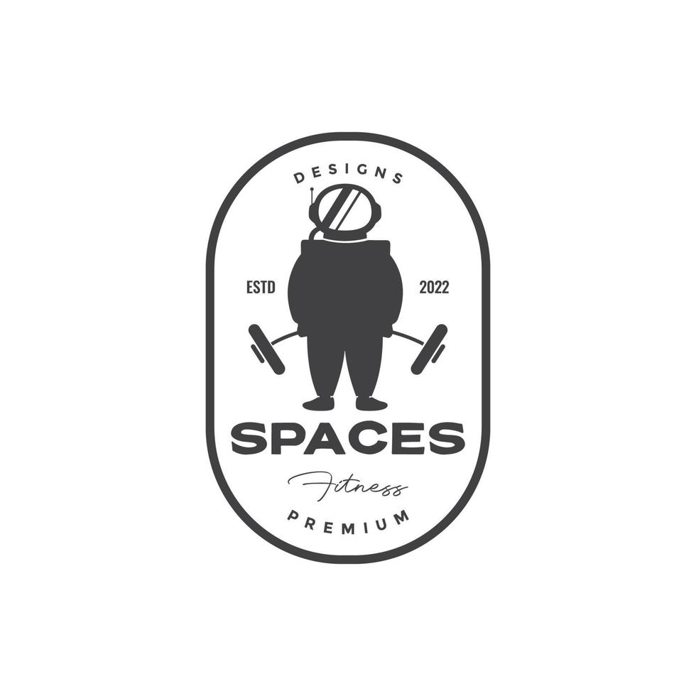 astronauta gimnasio logo diseño vector gráfico símbolo icono ilustración idea creativa