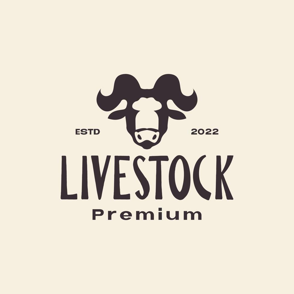 head livestock unique horn vintage logo design vector graphic symbol icon illustration creative idea
