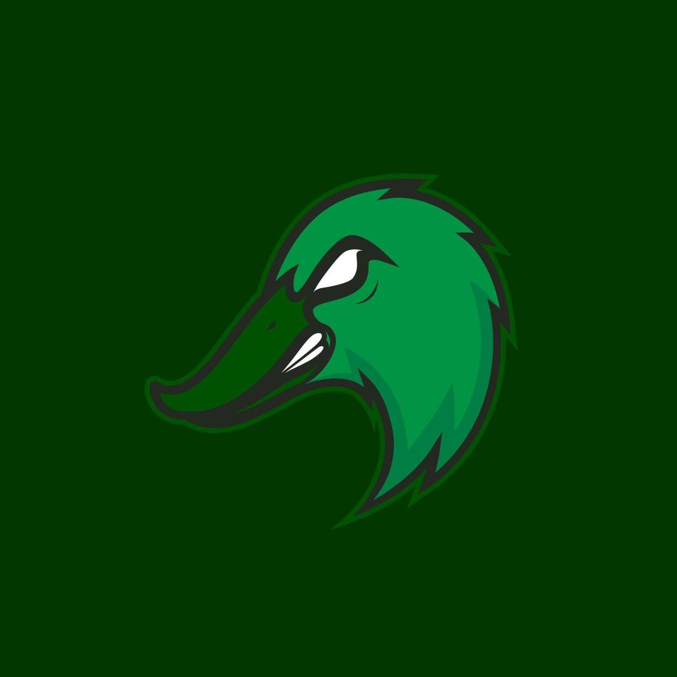cabeza verde pato enojado diseño de logotipo vector gráfico símbolo icono ilustración idea creativa