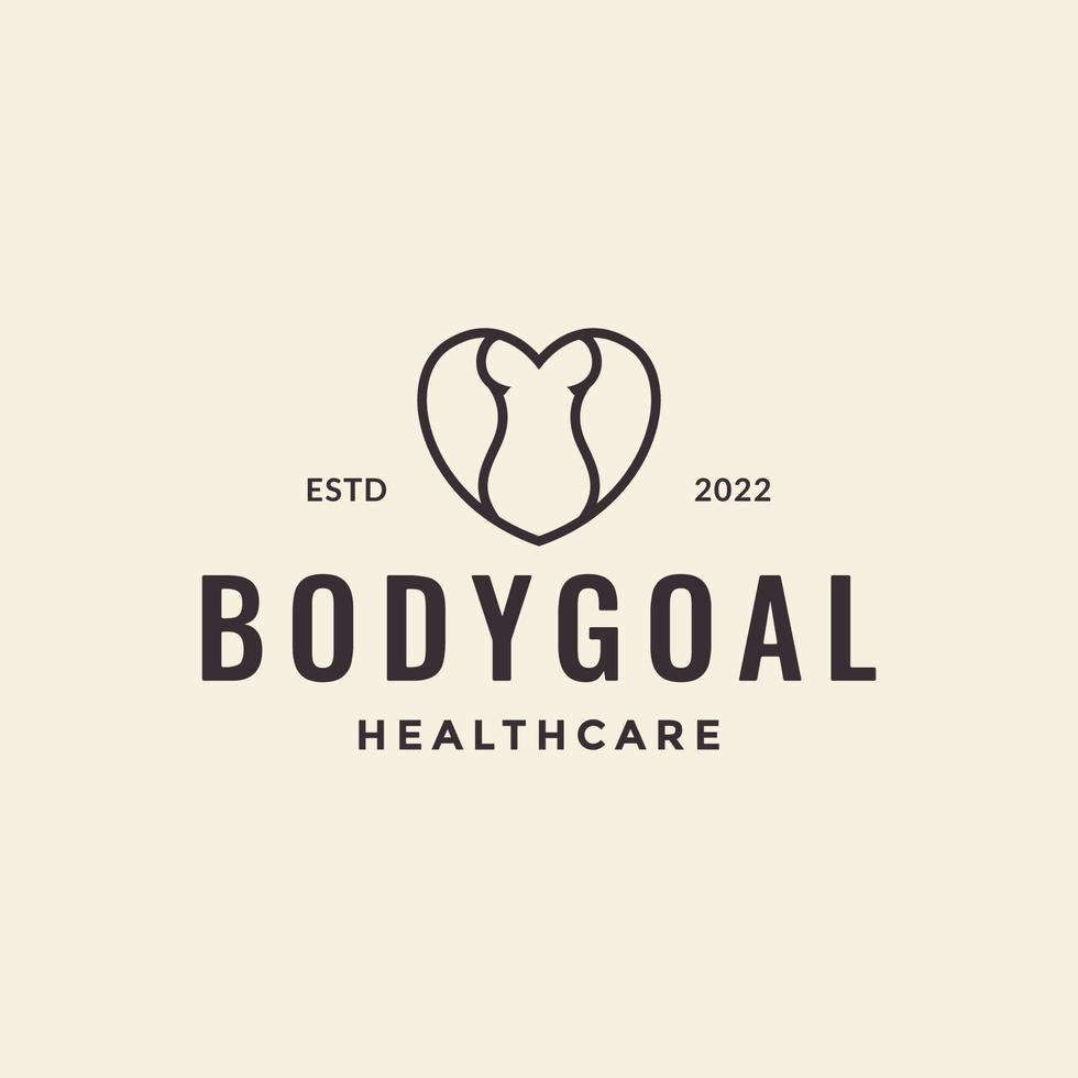 line love with body goal logo design vector graphic symbol icon illustration creative idea