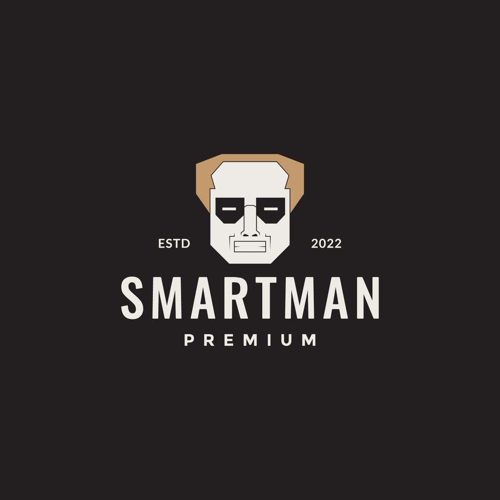 head smart man with black sunglasses logo design vector graphic symbol icon illustration creative idea