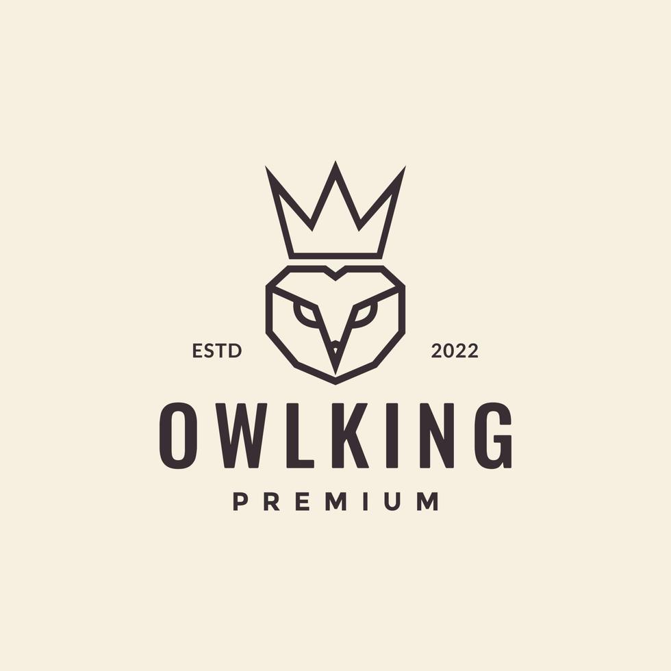 line polygon owl with crown logo design vector graphic symbol icon illustration creative idea