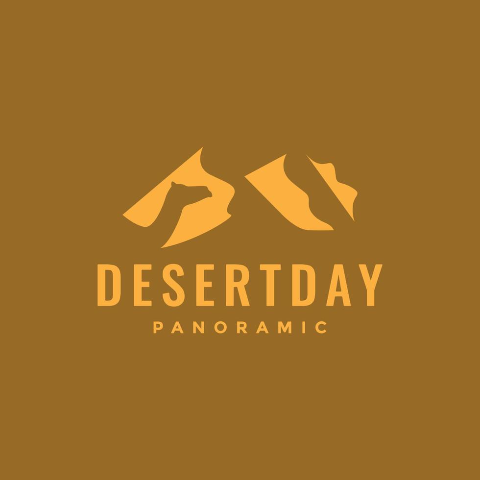 hill desert with camel logo design vector graphic symbol icon illustration creative idea