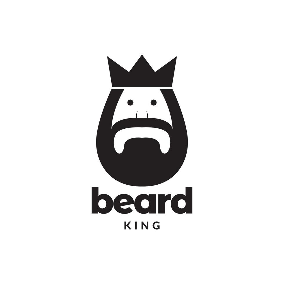 linda barba de anciano con diseño de logotipo de corona símbolo gráfico vectorial icono ilustración idea creativa vector