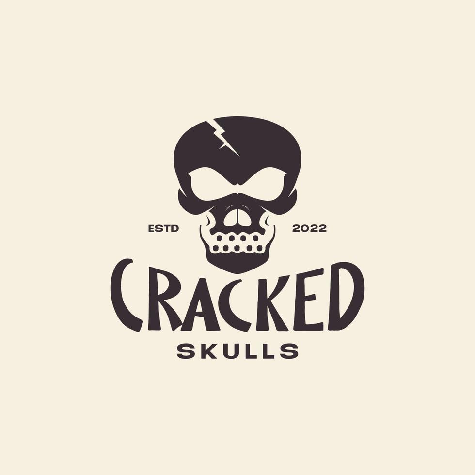 head skull vintage cracked logo design vector graphic symbol icon illustration creative idea