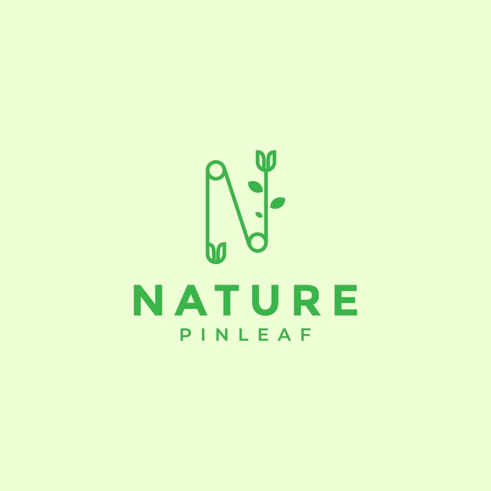 letter N leaf with tailor logo design vector graphic symbol icon illustration creative idea