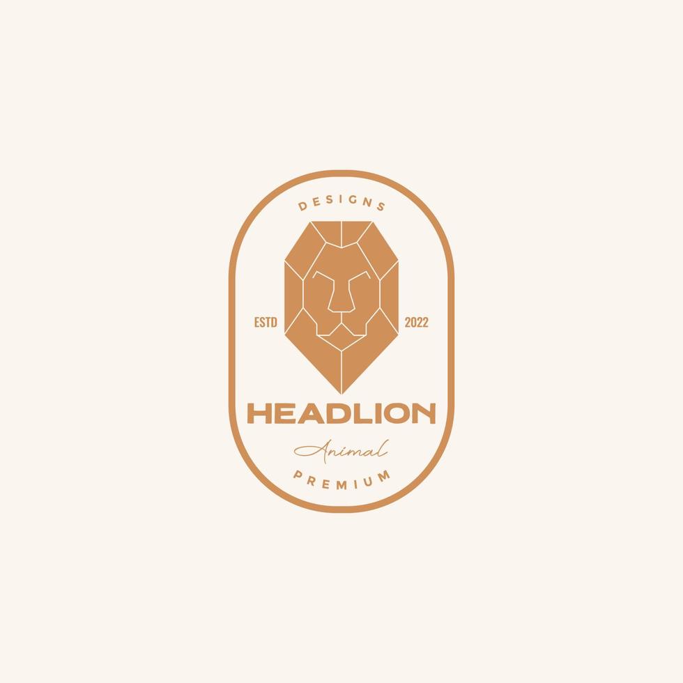 cabeza león polígono insignia logotipo diseño vector gráfico símbolo icono ilustración idea creativa