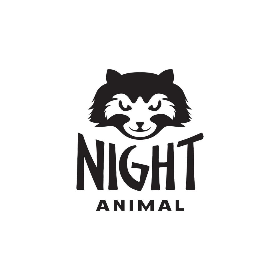 cara cabeza noche animal mapache diseño de logotipo vector gráfico símbolo icono ilustración idea creativa