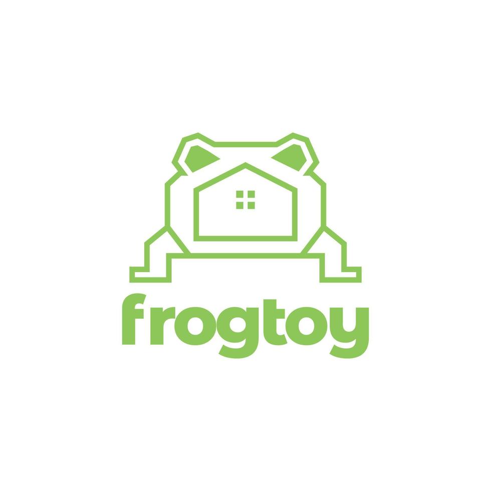 green frog with home shape logo design vector graphic symbol icon illustration creative idea