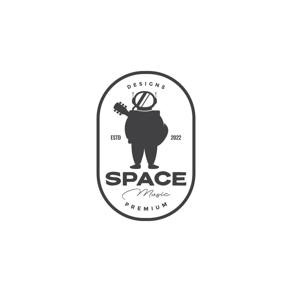 astronaut with guitar music logo design vector graphic symbol icon illustration creative idea