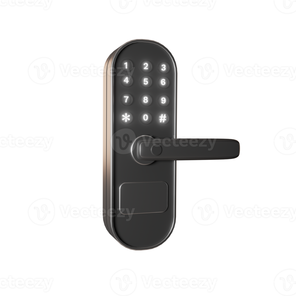 smart door lock illustration 3d png