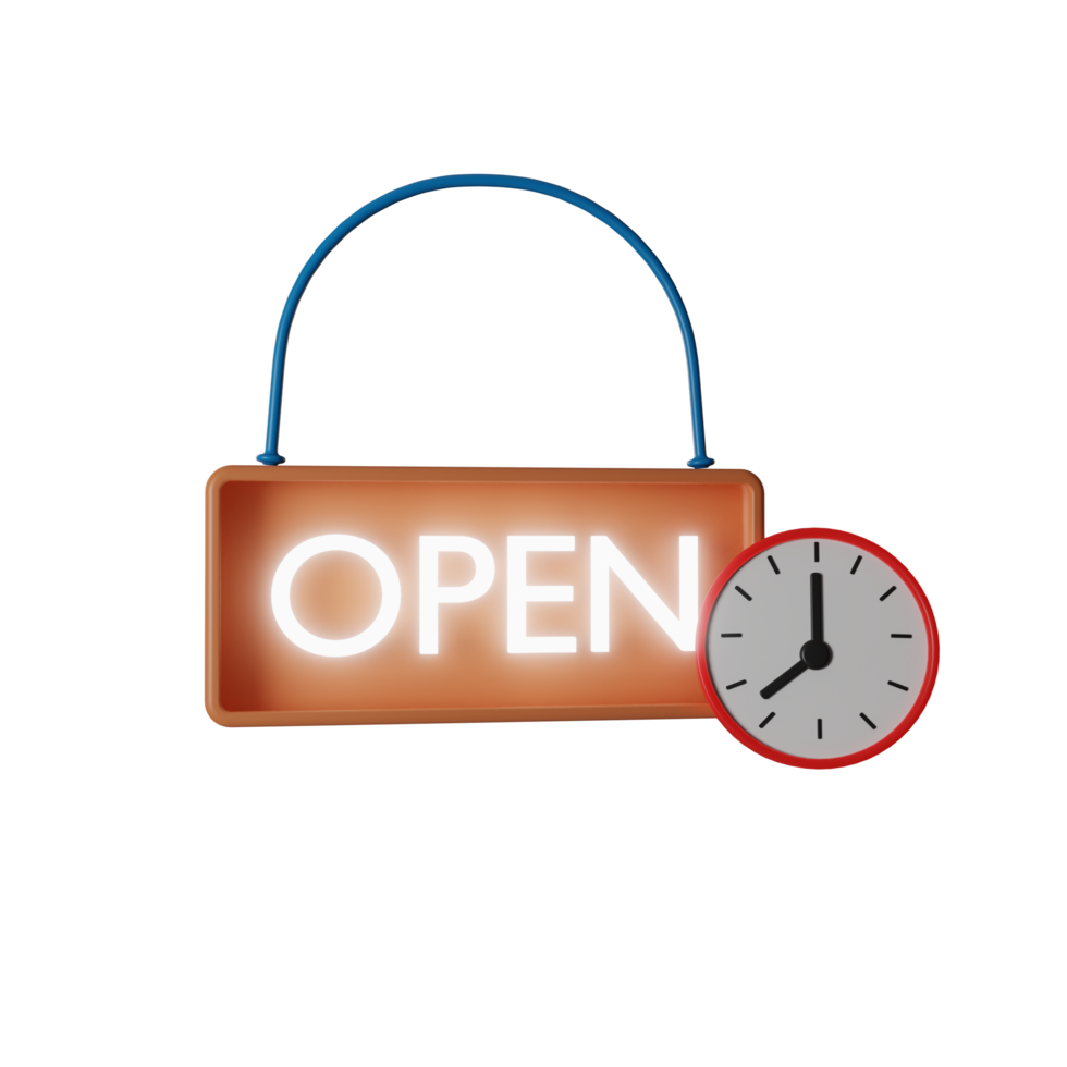 opening hours illustration 3d png
