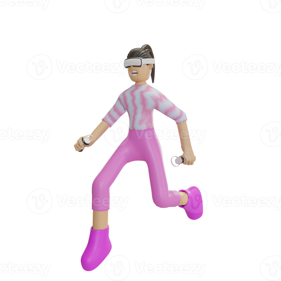 metaverse illustration with character 3d png