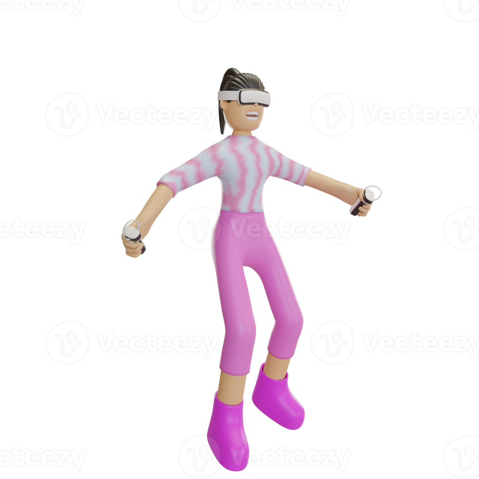 metaverse illustration with character 3d png