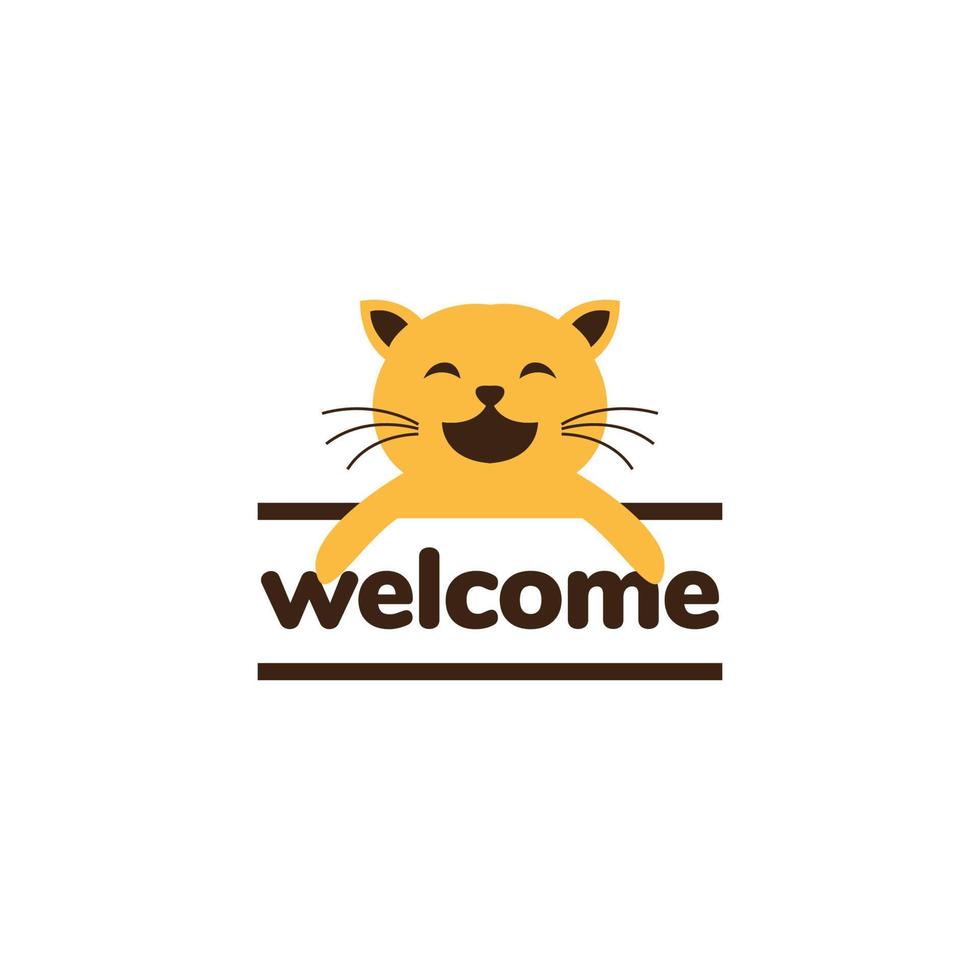 orange cat laugh welcome logo design vector graphic symbol icon illustration creative idea