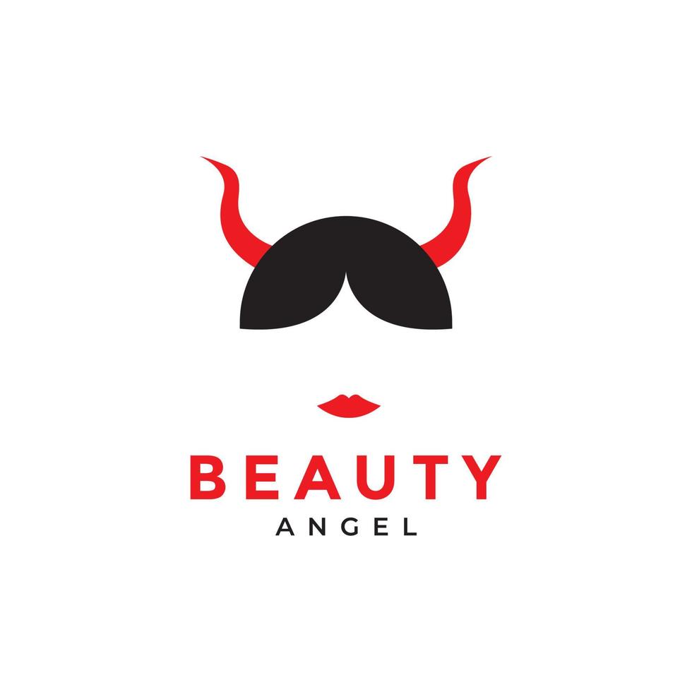 cabeza belleza mujeres con cuerno ángel mal diseño de logotipo vector gráfico símbolo icono ilustración idea creativa