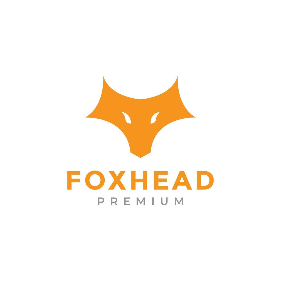 orange flat head fox minimalist logo design vector graphic symbol icon illustration creative idea