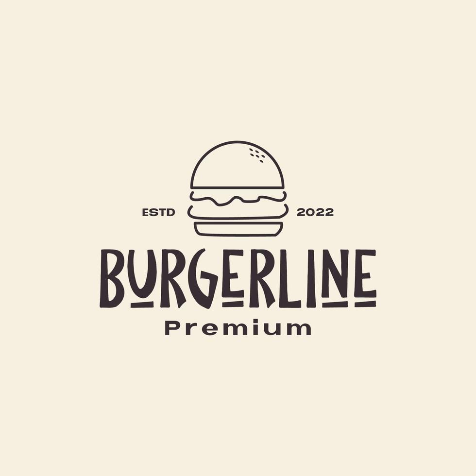 línea simple comida mínima hamburguesa vintage logo diseño vector gráfico símbolo icono ilustración idea creativa