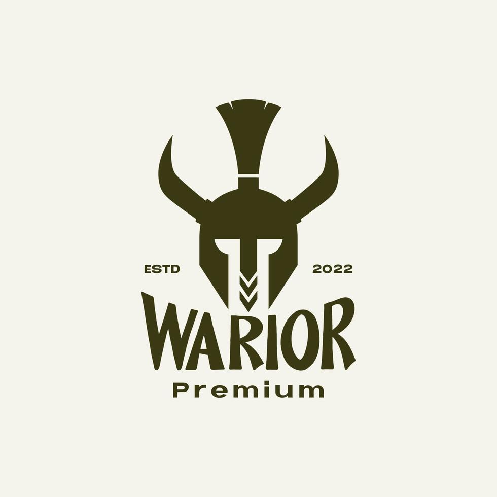 casco vintage guerrero con cuernos diseño de logotipo vector gráfico símbolo icono ilustración idea creativa