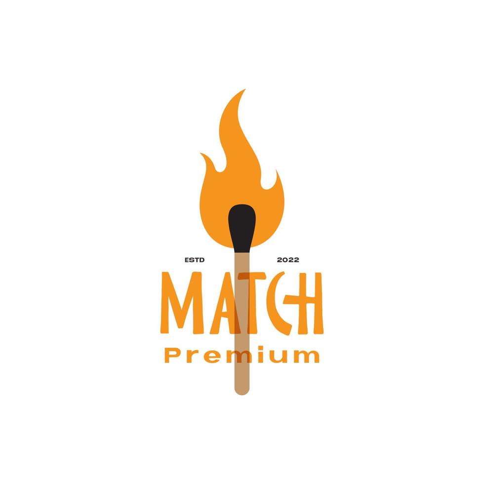 abstract vintage simple flame match logo design vector graphic symbol ...