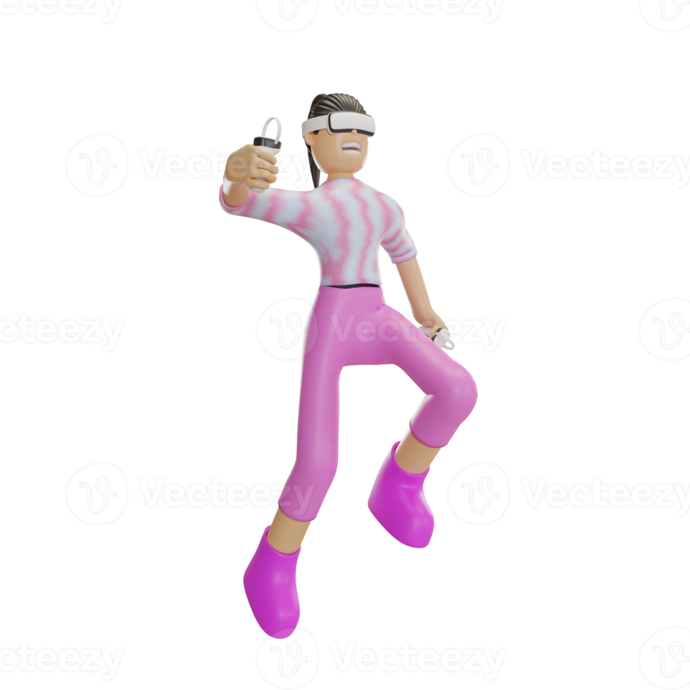 metaverse illustration with character 3d png