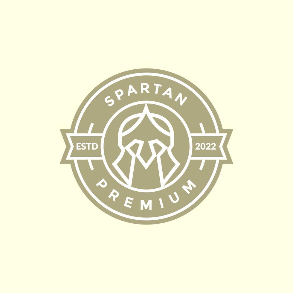 vintage simple badge with spartan helm logo design vector graphic symbol icon illustration creative idea