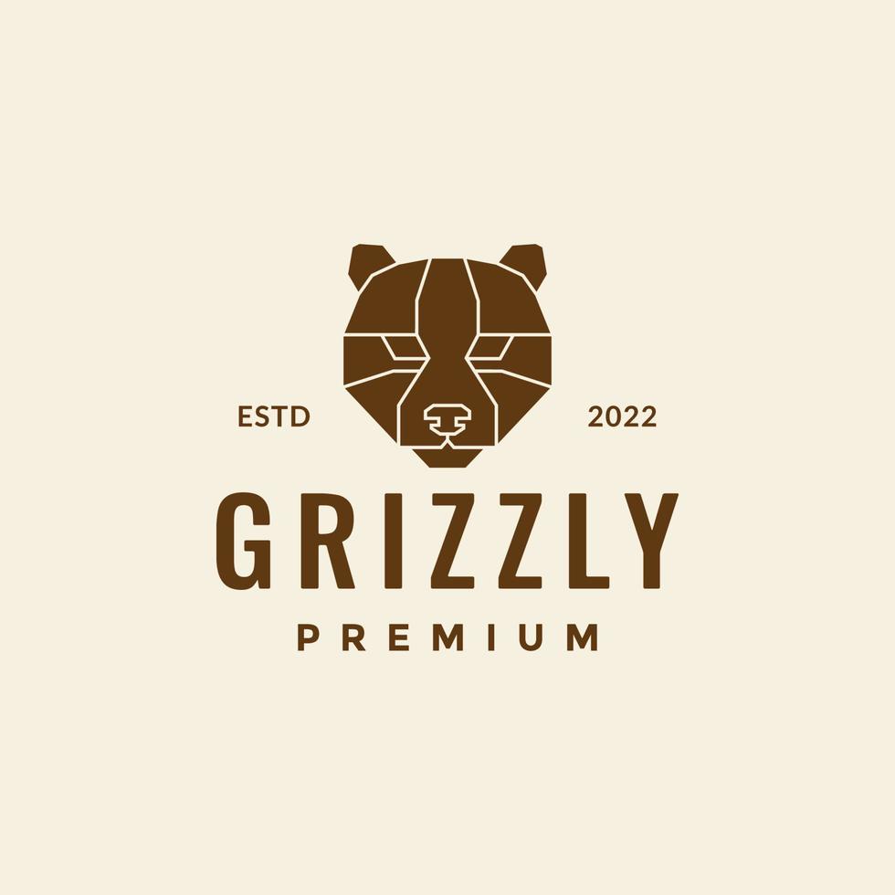 cabeza de polígono oso grizzly diseño de logotipo vector gráfico símbolo icono ilustración idea creativa