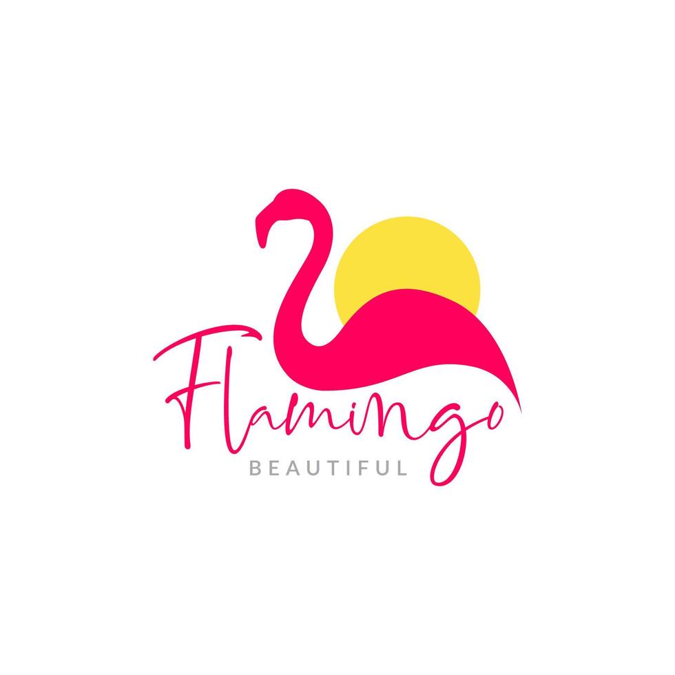 abstract feminine flamingo with sun logo design vector graphic symbol icon illustration creative idea