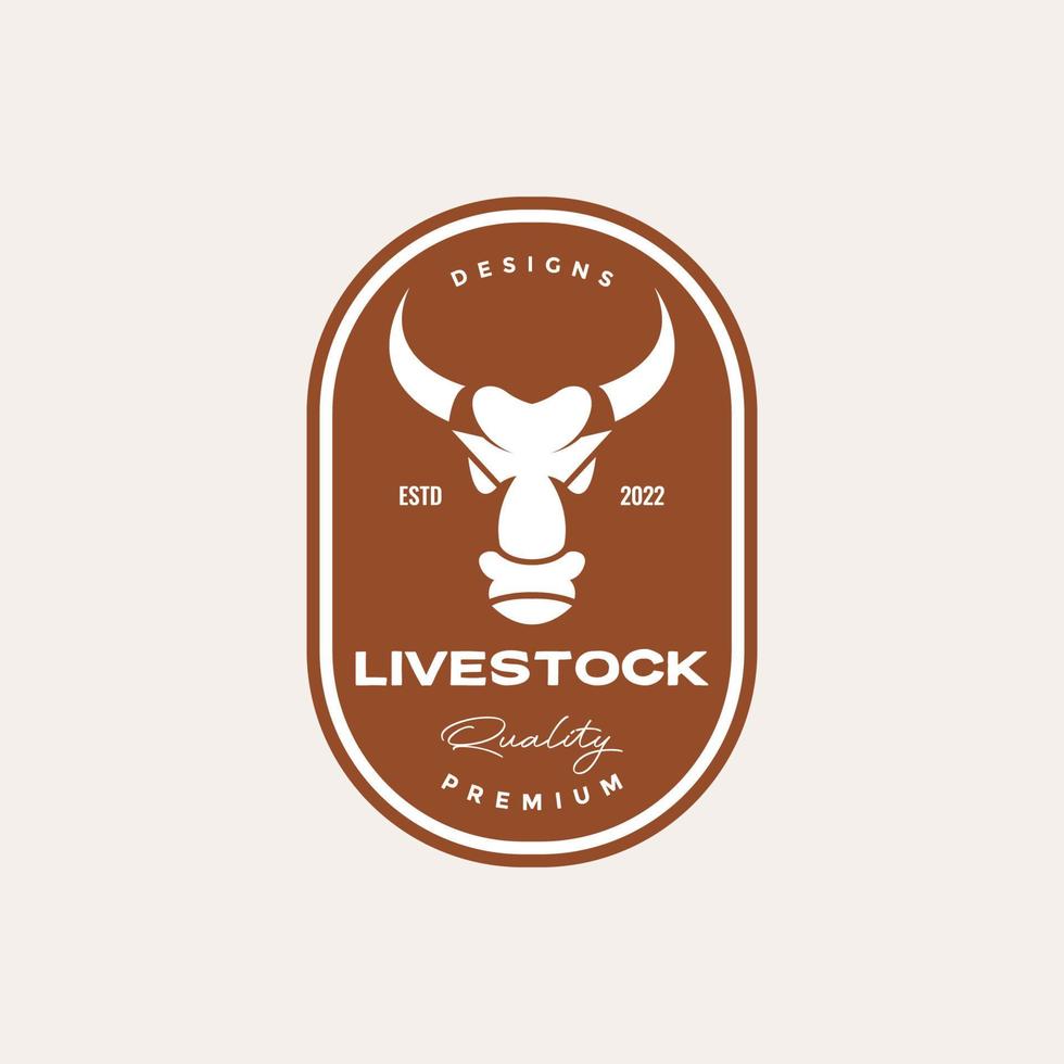 colored vintage badge with head cow livestock cattle logo design vector graphic symbol icon illustration creative idea