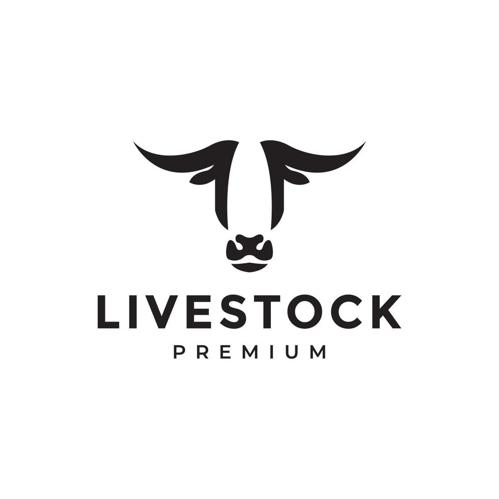 head modern minimal cow livestock logo design vector graphic symbol icon illustration creative idea