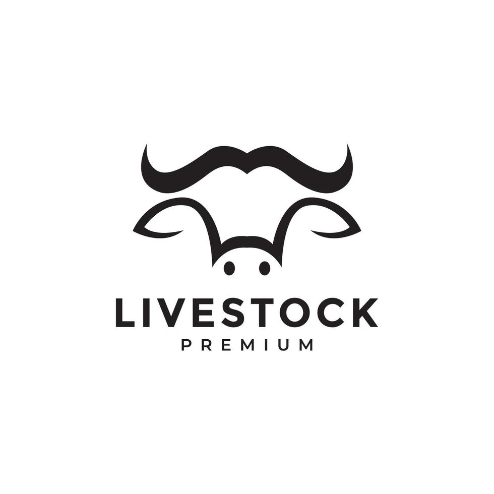 head simple isolated cow or buffalo logo design vector graphic symbol icon illustration creative idea