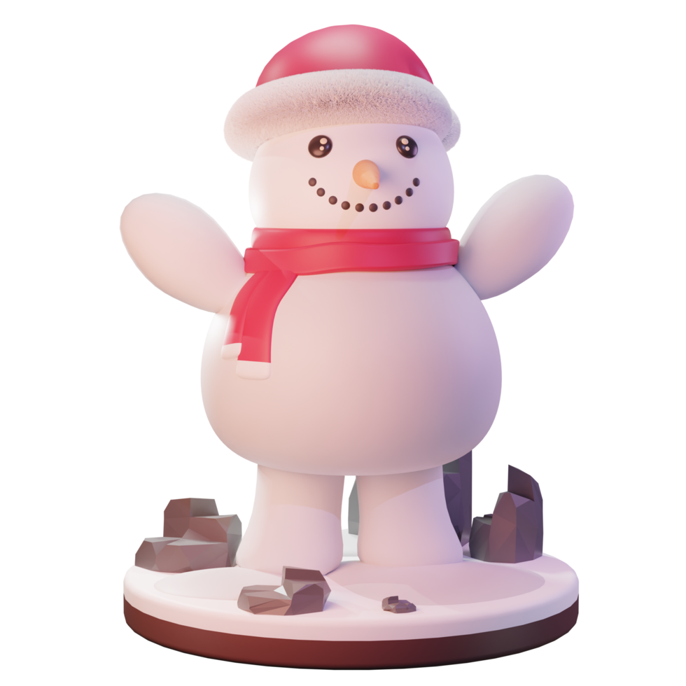 ilustração 3d, objeto de natal, boneco de neve com boné, para web, app, publicidade, etc png