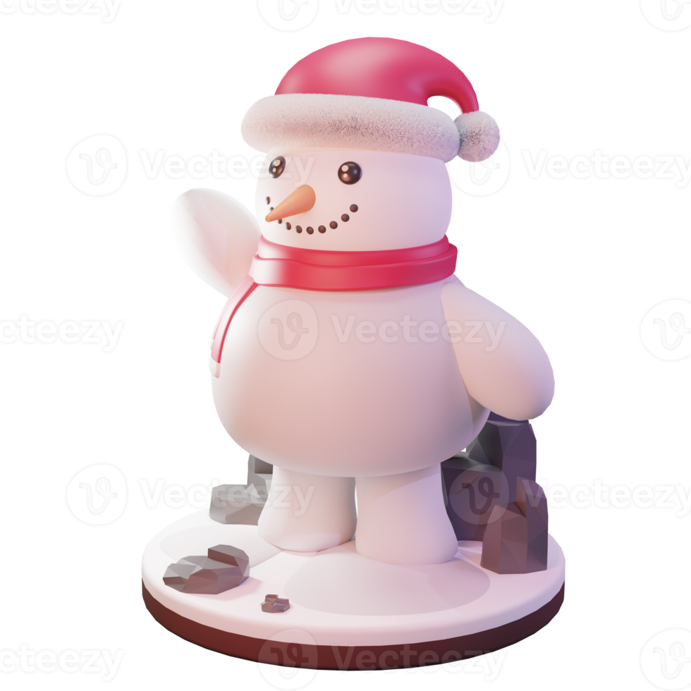 3D illustration, Christmas object, snowman with cap, for web, app, advertising, etc png