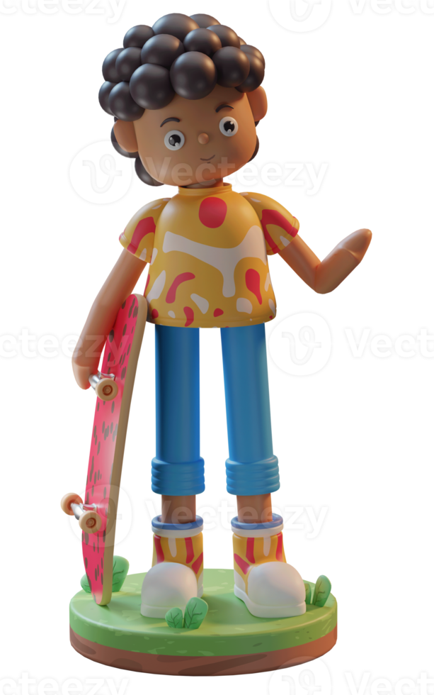 3D Illustration, Character Playing Skateboard with a podium, used for web, app, infographic, etc png