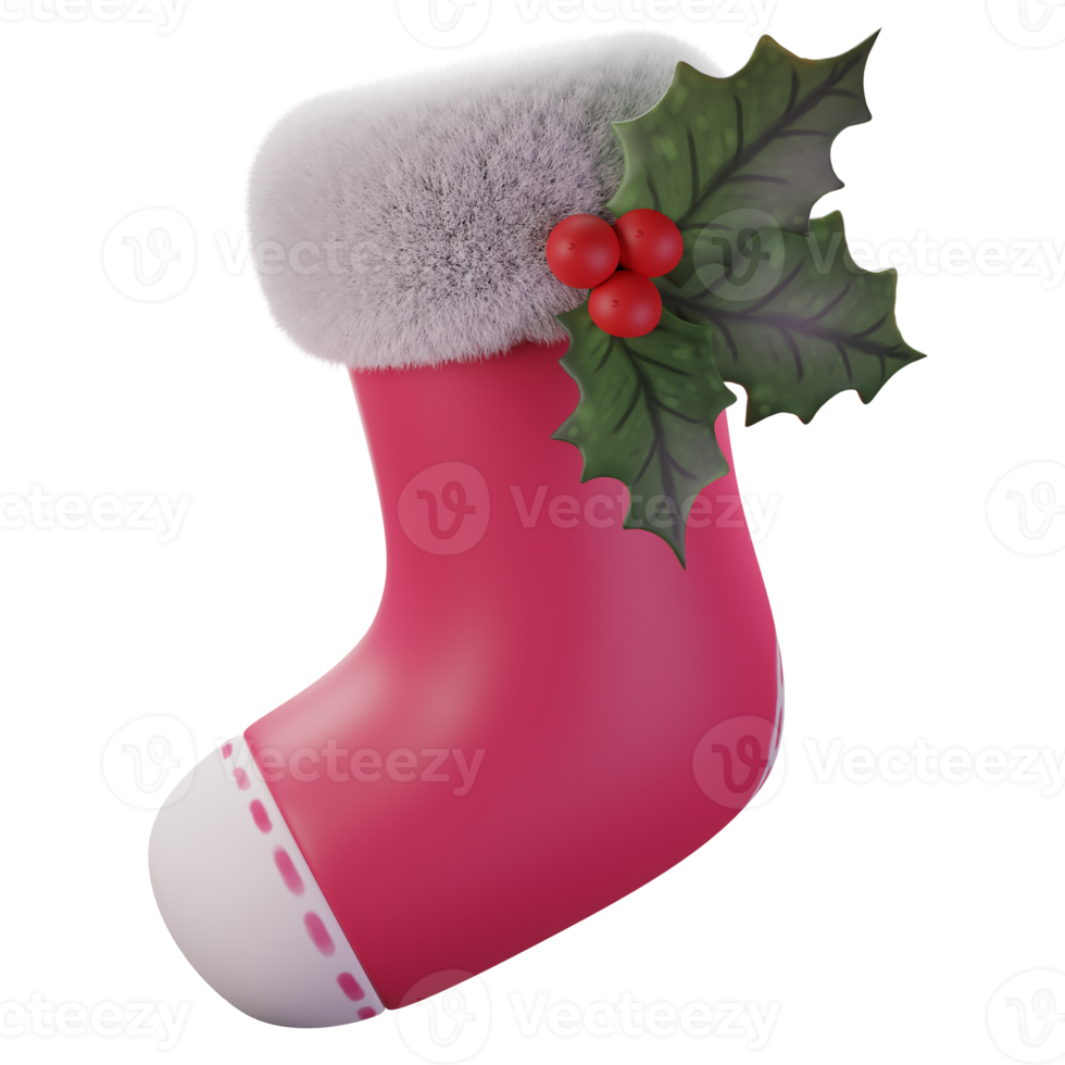 3D illustration of Christmas socks , use for web, app, infographic, print etc png
