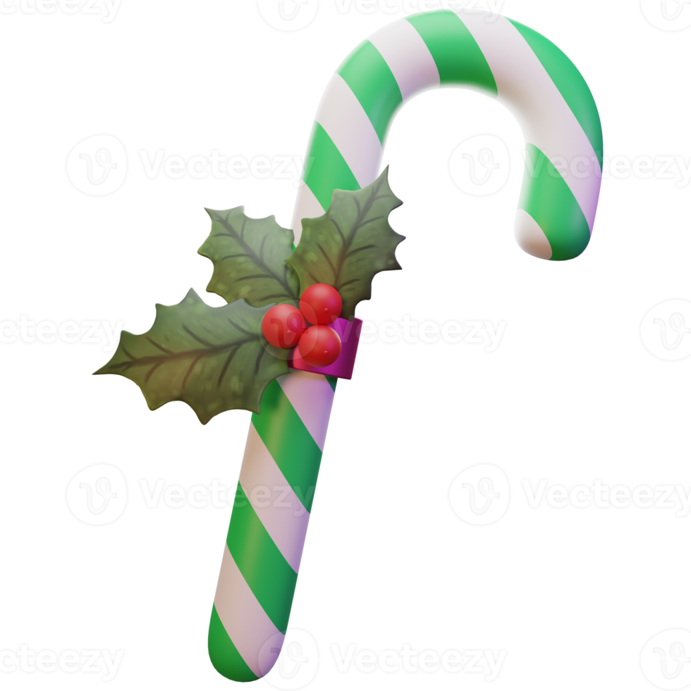 3D Illustration Merry Christmas, candy with Flower poinsettia, for web, app, infographic, advertising png