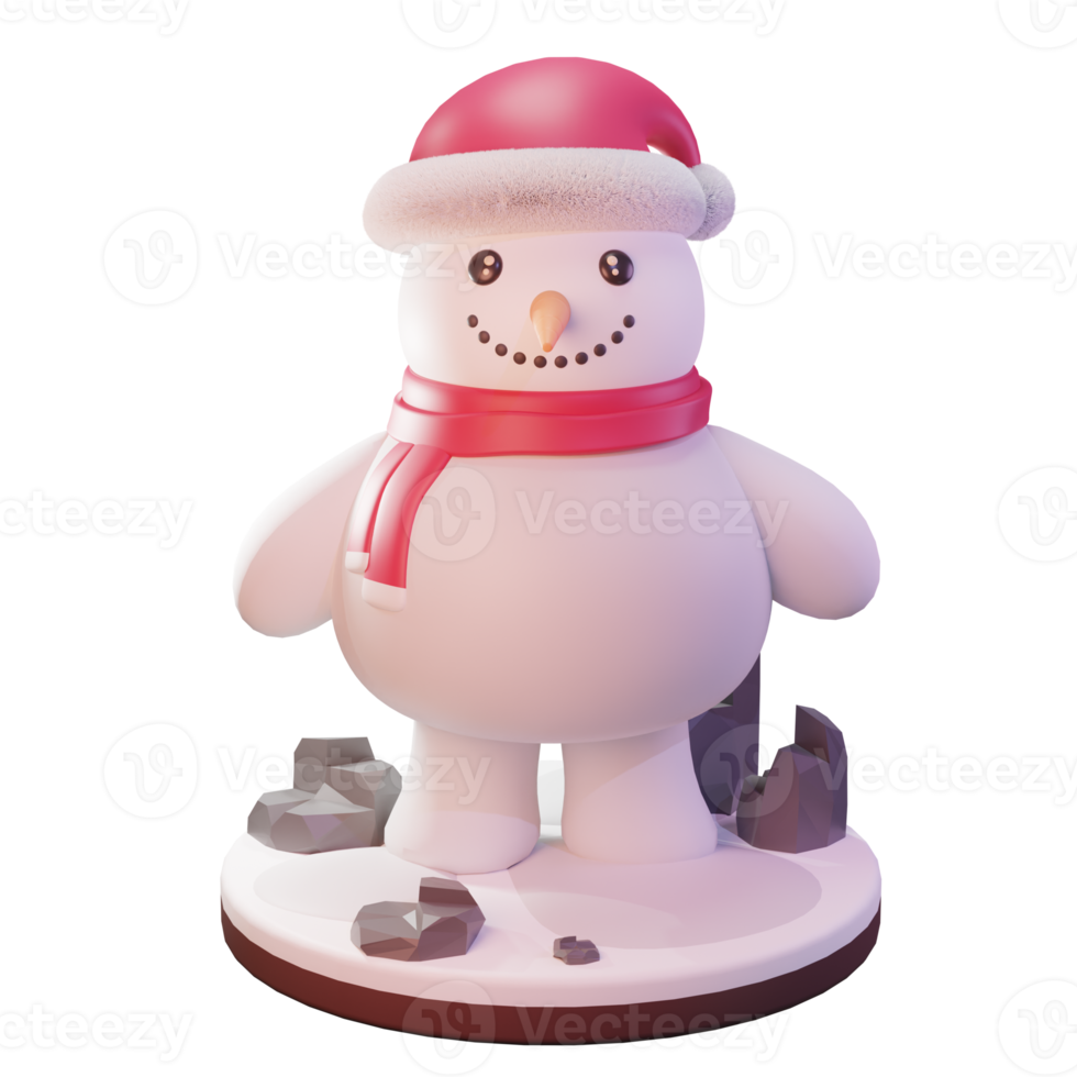 3D illustration, Christmas object, snowman with cap, for web, app, advertising, etc png