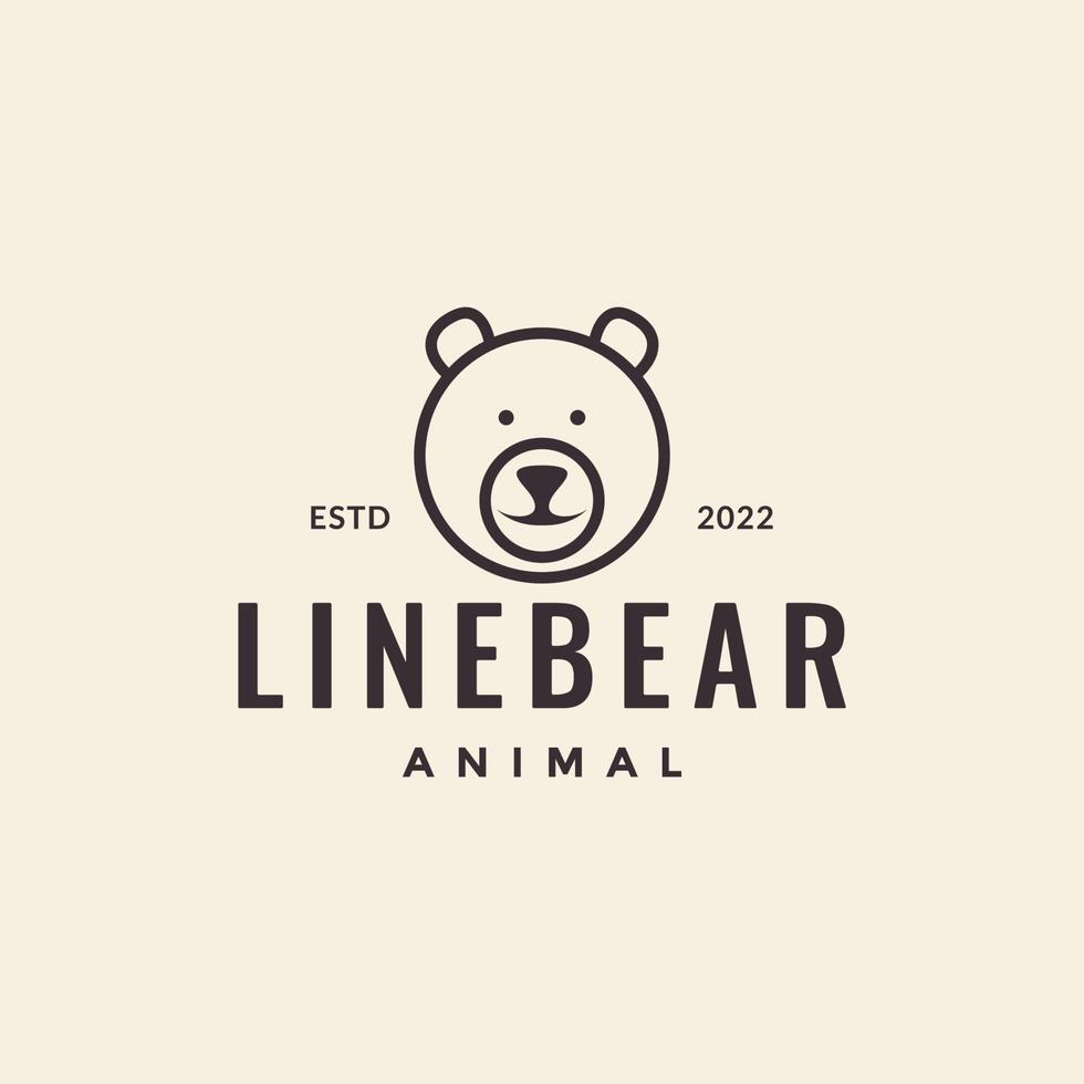 line head minimal bear circle logo design vector graphic symbol icon illustration creative idea