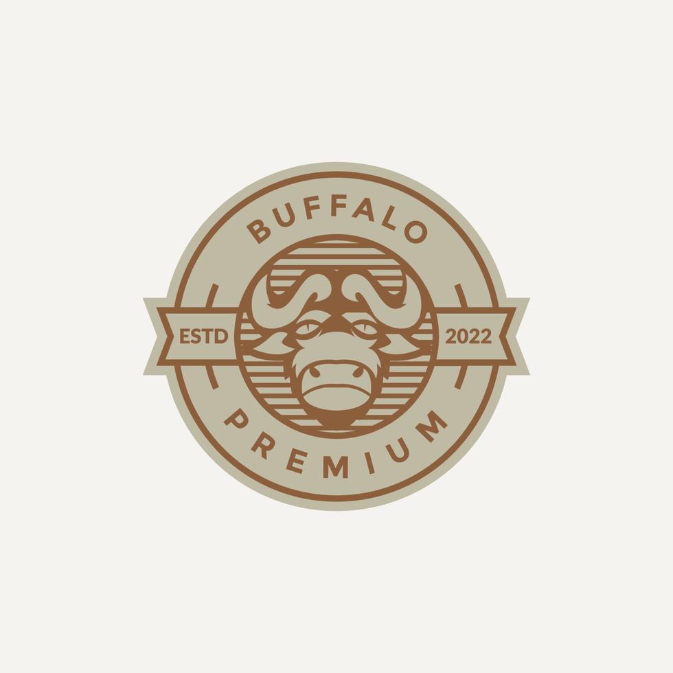 cabeza fuerte búfalo ganado ganado insignia logotipo diseño vector gráfico símbolo icono ilustración idea creativa