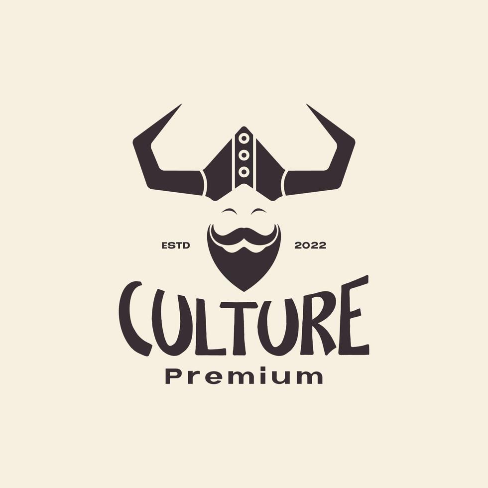 cultura tradicional hombre cabeza barba con cuerno logotipo diseño vector gráfico símbolo icono ilustración idea creativa