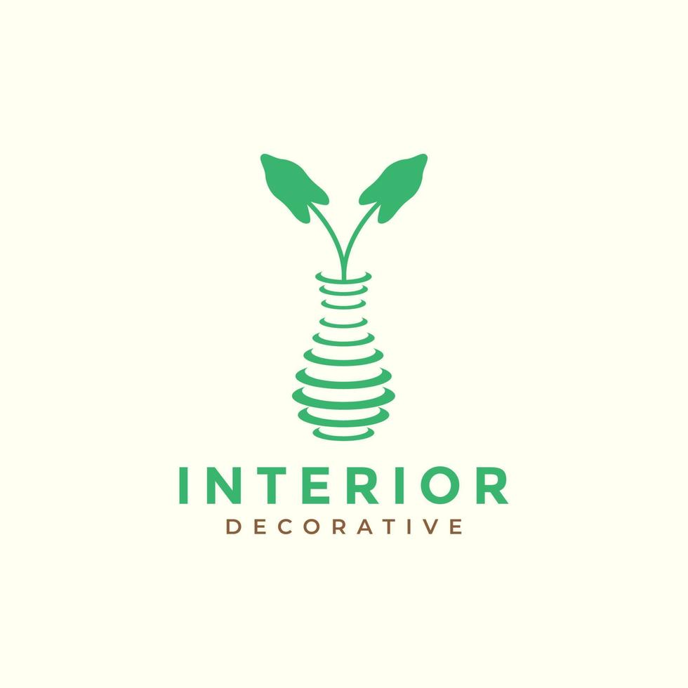 geometric bottle vase pot interior plant logo design vector graphic symbol icon illustration creative idea