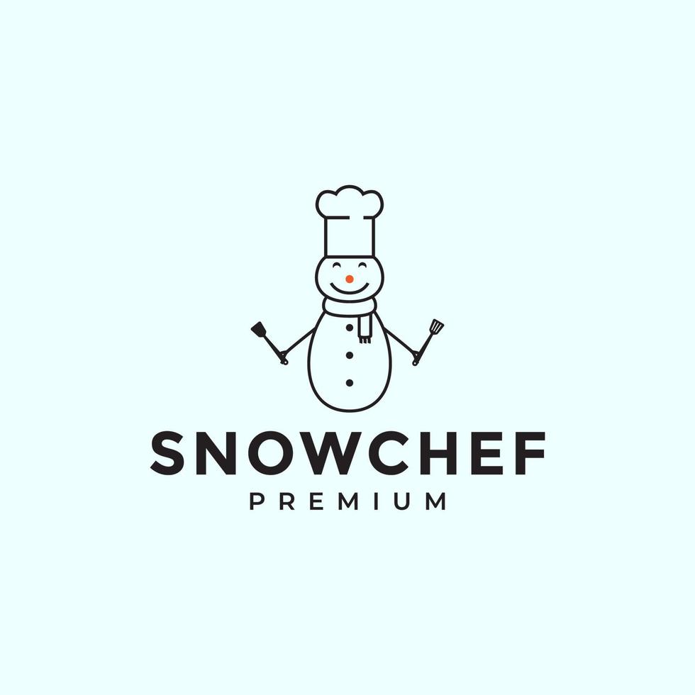 cute snowman with hat chef logo design vector graphic symbol icon illustration creative idea