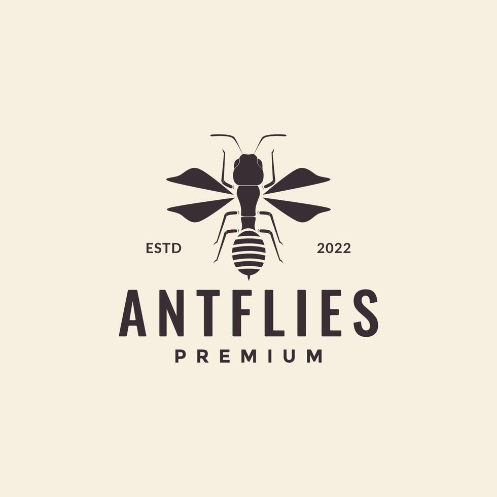 insect ant with wings hipster logo design vector graphic symbol icon illustration creative idea