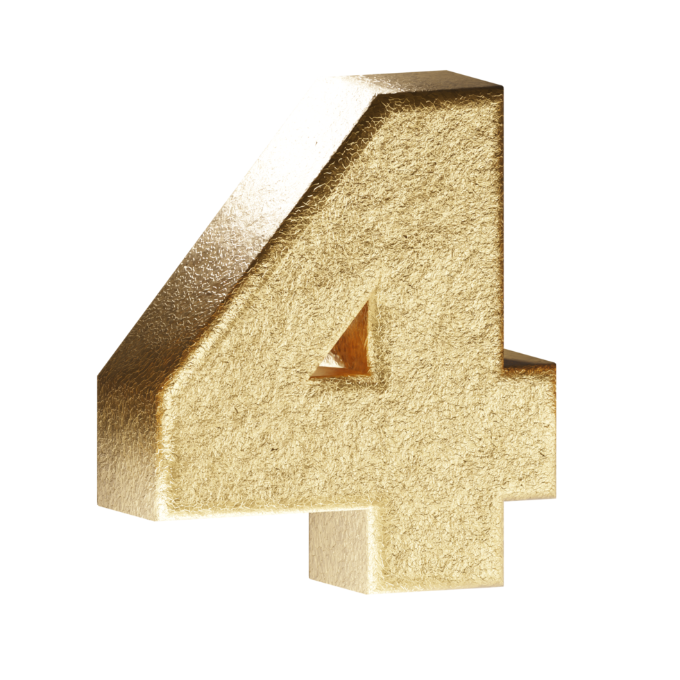 Nummer 4. Goldene 3D-Darstellung. png