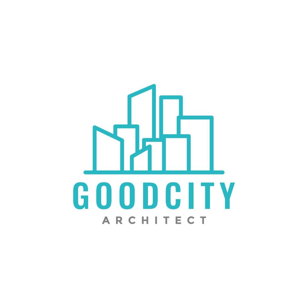 línea minimalista ciudad llena de edificios logotipo diseño vector gráfico símbolo icono ilustración idea creativa