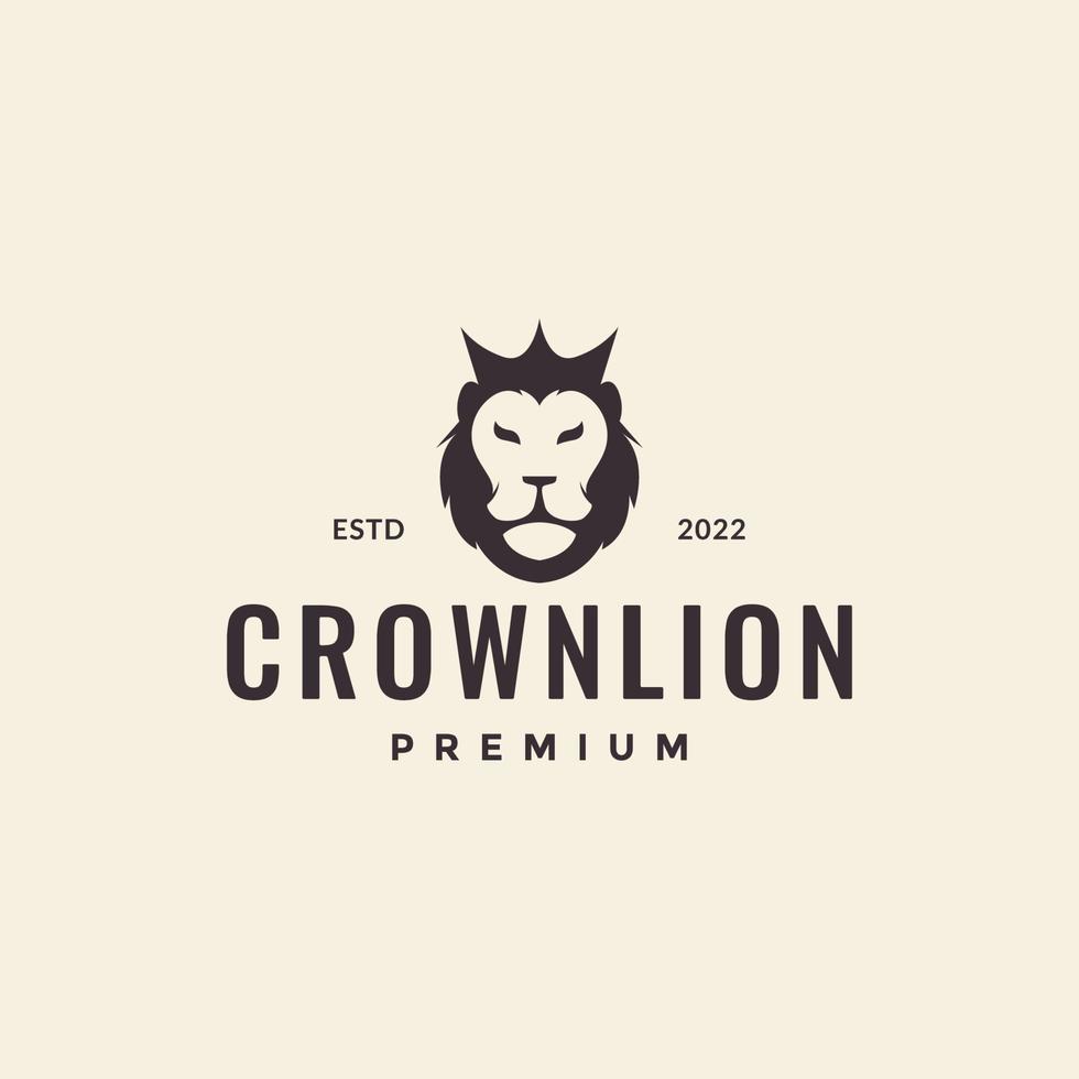 cabeza león con corona simple hipster diseño de logotipo vector gráfico símbolo icono ilustración idea creativa